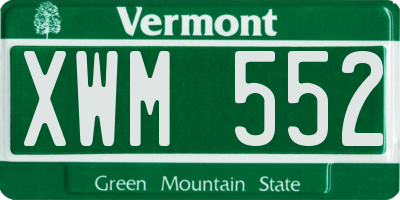 VT license plate XWM552