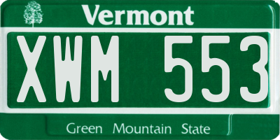 VT license plate XWM553