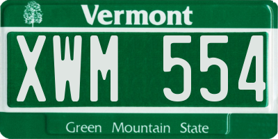 VT license plate XWM554