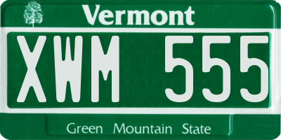 VT license plate XWM555
