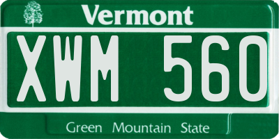 VT license plate XWM560
