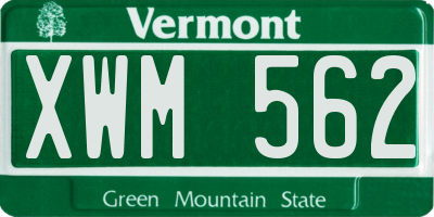 VT license plate XWM562