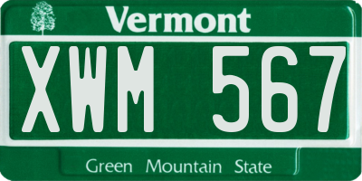 VT license plate XWM567