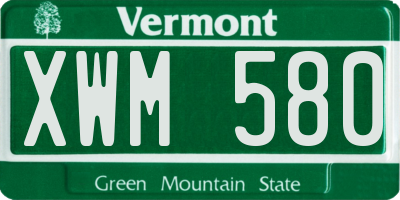 VT license plate XWM580