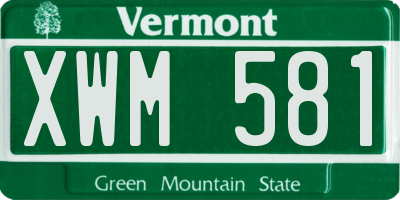 VT license plate XWM581