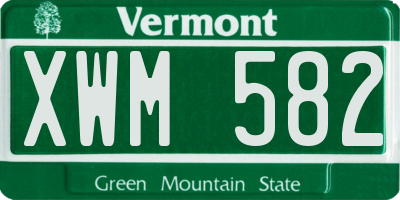 VT license plate XWM582