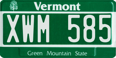 VT license plate XWM585