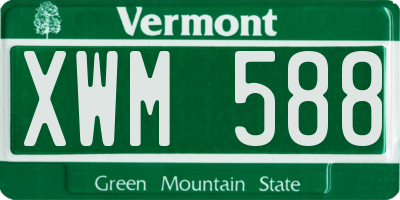 VT license plate XWM588