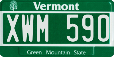 VT license plate XWM590