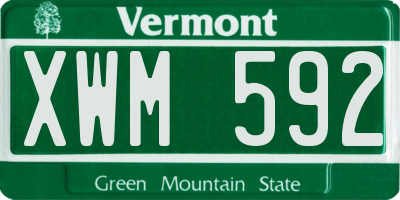 VT license plate XWM592