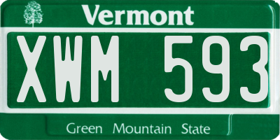 VT license plate XWM593