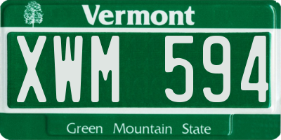 VT license plate XWM594