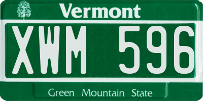 VT license plate XWM596