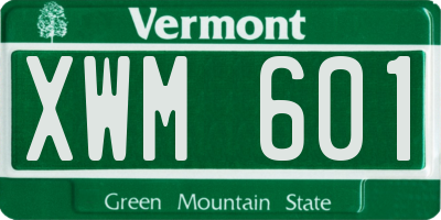 VT license plate XWM601