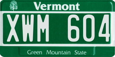 VT license plate XWM604