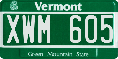 VT license plate XWM605