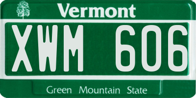 VT license plate XWM606