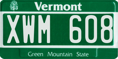 VT license plate XWM608