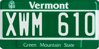 VT license plate XWM610