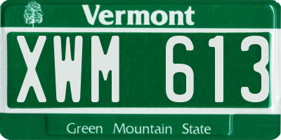 VT license plate XWM613