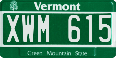 VT license plate XWM615