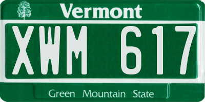 VT license plate XWM617