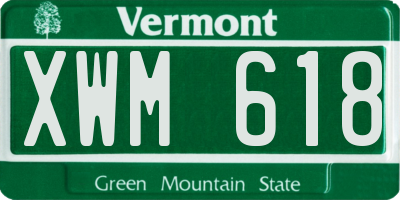 VT license plate XWM618