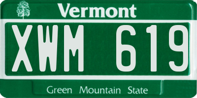 VT license plate XWM619