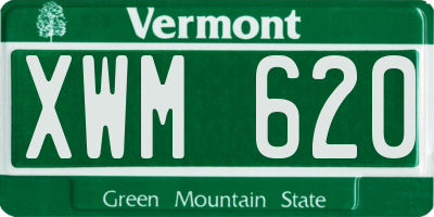 VT license plate XWM620
