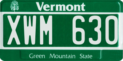 VT license plate XWM630