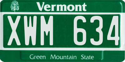 VT license plate XWM634