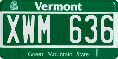 VT license plate XWM636