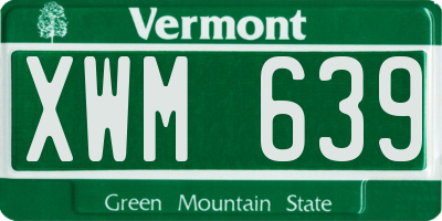 VT license plate XWM639