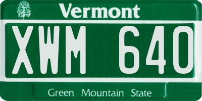 VT license plate XWM640