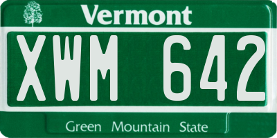 VT license plate XWM642