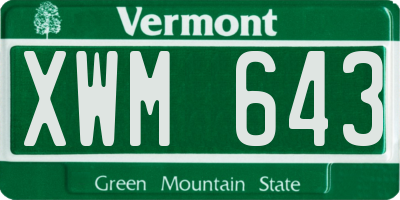 VT license plate XWM643