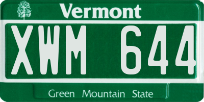 VT license plate XWM644
