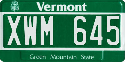 VT license plate XWM645