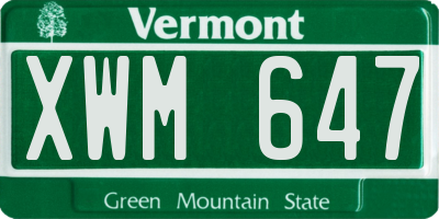 VT license plate XWM647