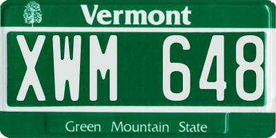 VT license plate XWM648