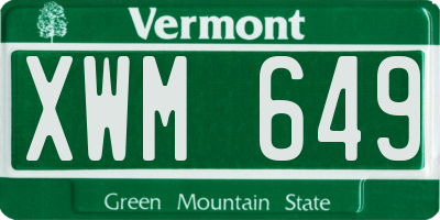 VT license plate XWM649