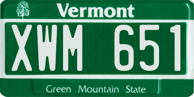 VT license plate XWM651
