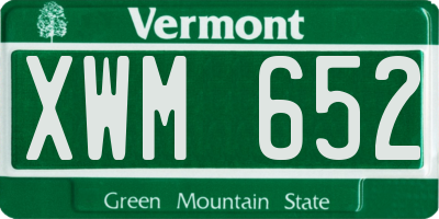 VT license plate XWM652