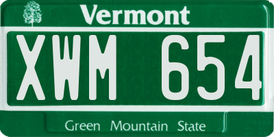 VT license plate XWM654