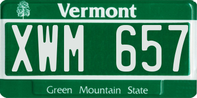 VT license plate XWM657