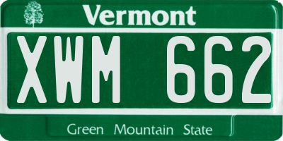VT license plate XWM662
