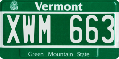 VT license plate XWM663