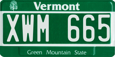 VT license plate XWM665