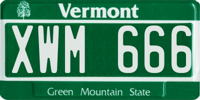VT license plate XWM666