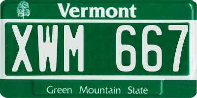 VT license plate XWM667